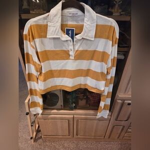 Love on a Hanger Yellow and White Striped Cropped Top